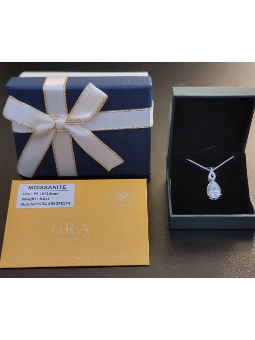 6 Cttw Moissanite Necklace 925 Sterling Silver D VVS1 Pear Pendant GRA NWT